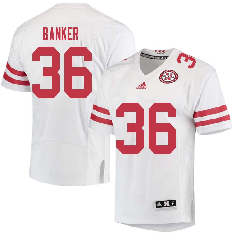 Men #36 Christian Banker Nebraska Cornhuskers College Football Jerseys Sale-White